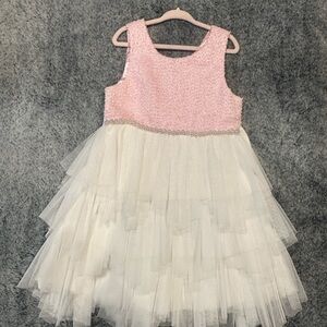 Pink and White Ruffle Dress